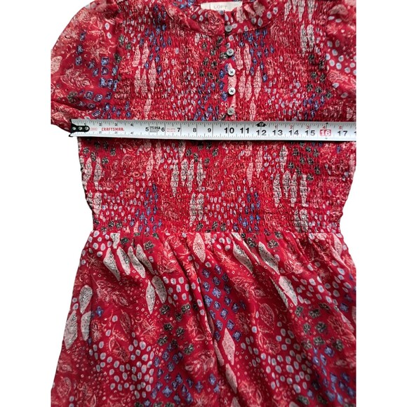 Loft Garden Smocked Bodice Tiered Maxi Dress Red Boho Fall Women's 12 Petite‎ - Picture 16 of 16